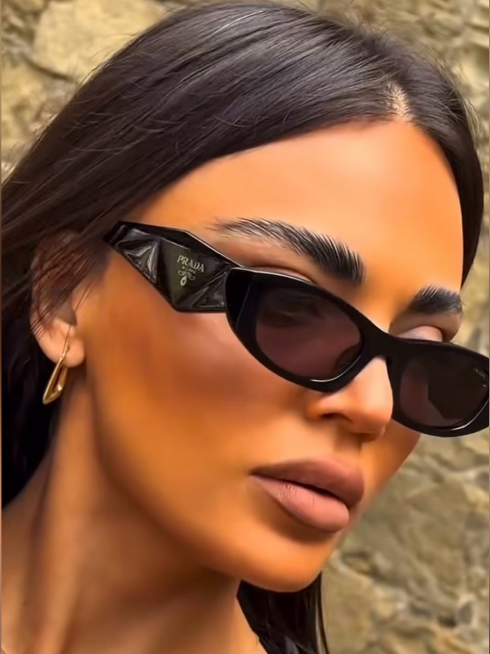 PRADA PR B16S 16K08Z Black Silver Logo Dark Grey Bold Sunglasses AUTHENTIC